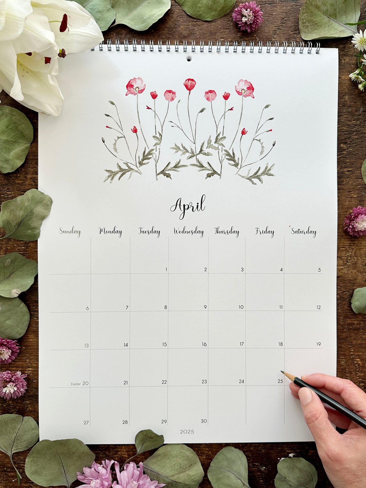 2025 Floral Wall Calendar