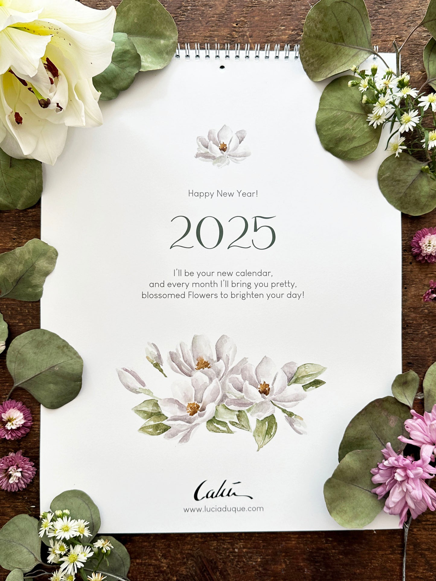 2025 Floral Wall Calendar