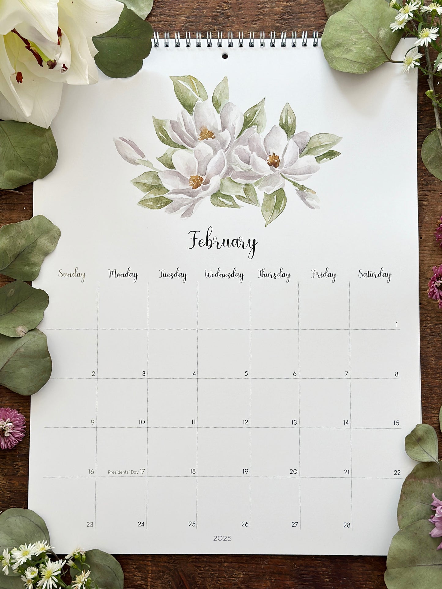 2025 Floral Wall Calendar