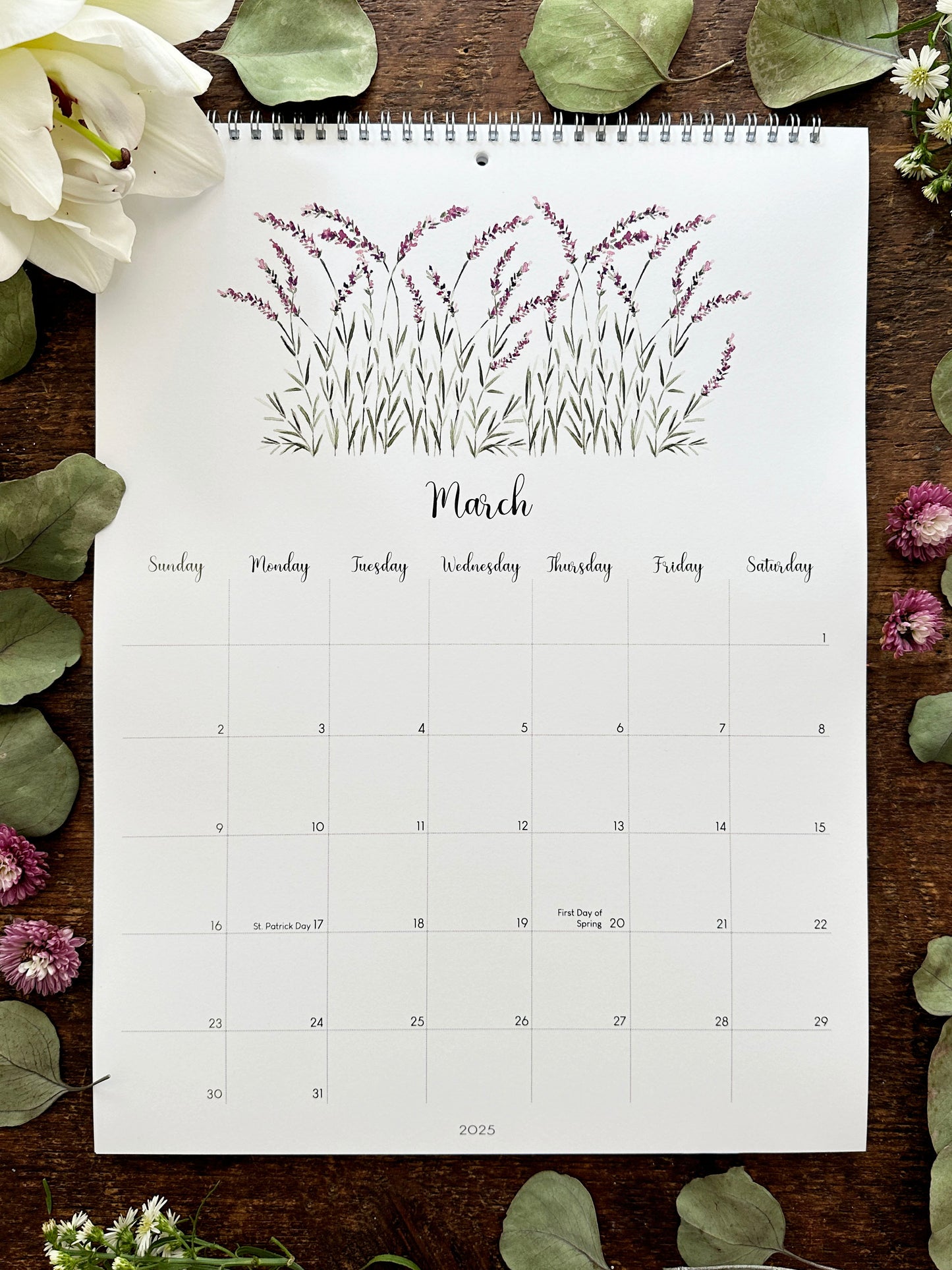 2025 Floral Wall Calendar