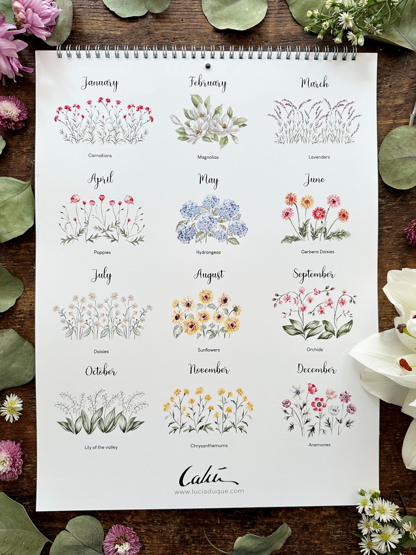 2025 Floral Wall Calendar