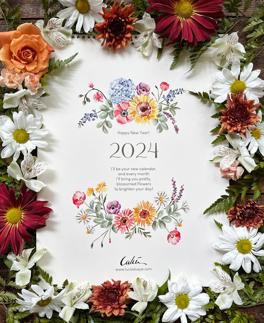 2024 Wall Floral Calendar